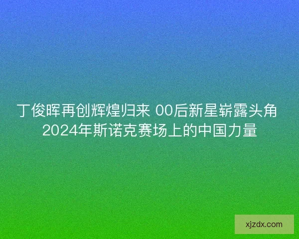 丁俊晖再创辉煌归来 00后新星崭露头角 2024年斯诺克赛场上的中国力量